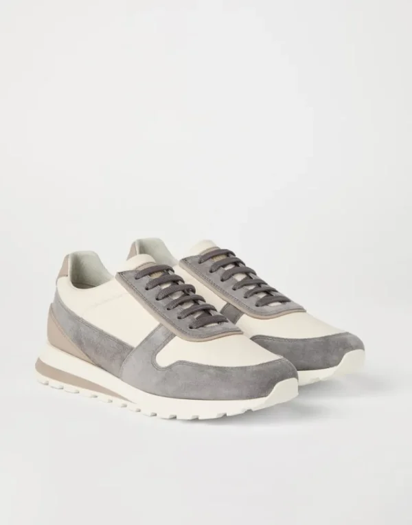 Sneakers-Brunello Cucinelli Runners in vitello e camoscio lavato Grigio (CAO87)