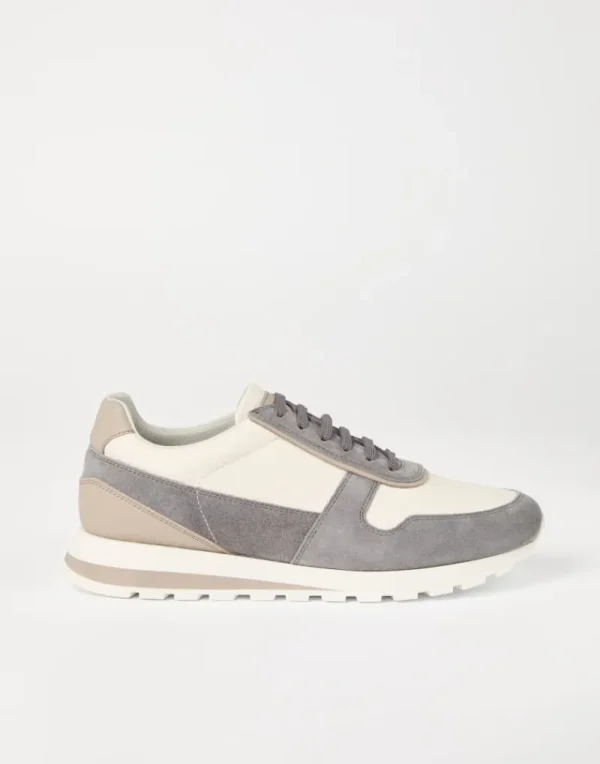 Sneakers-Brunello Cucinelli Runners in vitello e camoscio lavato Grigio (CAO87)