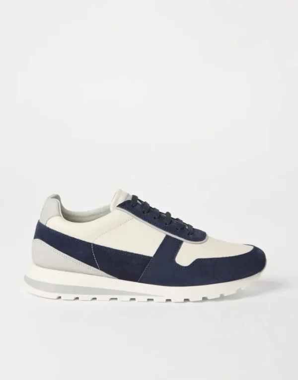 Sneakers-Brunello Cucinelli Runners in vitello e camoscio lavato Blu (CBD88)