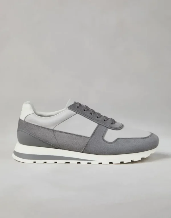 Sneakers-Brunello Cucinelli Runners in vitello e camoscio lavato Grigio (CVY44)