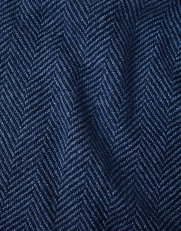 Sciarpe-Brunello Cucinelli Sciarpa in chevron di cashmere Blu (C9077)