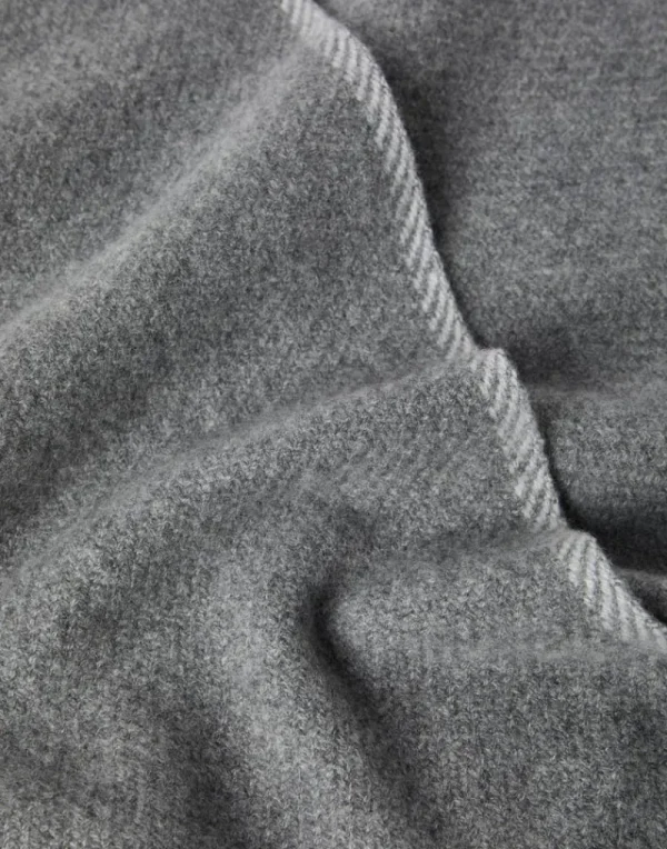 Sciarpe-Brunello Cucinelli Sciarpa in diagonale di cashmere Grigio Medio (C078A)