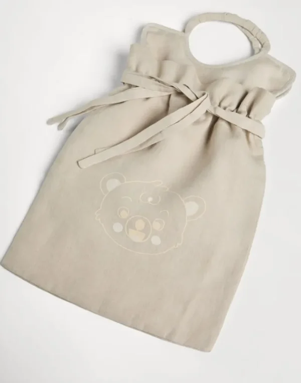 Little Things-Brunello Cucinelli Set di due bavaglini Bernie & Friends in lino con stampa Beige (CVJ01)