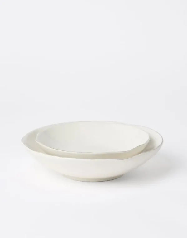 Creazioni In Ceramica-Brunello Cucinelli Set di due piatti fondi in ceramica Tradition Latte (CNG33)