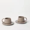 Creazioni In Ceramica-Brunello Cucinelli Set di due tazzine con piattini in ceramica Brown (CBROW)