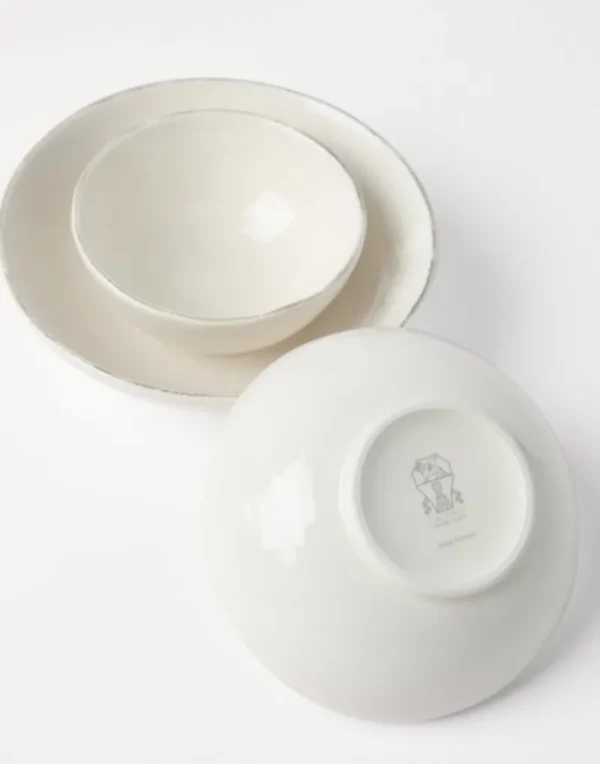 Creazioni In Ceramica-Brunello Cucinelli Set di tre ciotole in ceramica Tradition Latte (CNG33)