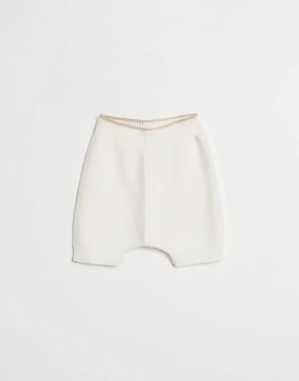 Newborn (0-24 Mesi)-Brunello Cucinelli Shorts Baby Bernie in maglia di cotone nido d'ape Panama (CS120)