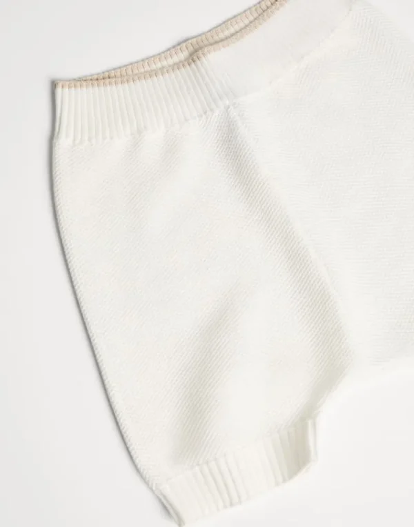 Newborn (0-24 Mesi)-Brunello Cucinelli Shorts Baby Bernie in maglia di cotone nido d'ape Panama (CS120)