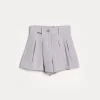 Pantaloni & Gonne-Brunello Cucinelli Shorts in canvas Sparkling di lino con monile Lilla (C167)