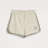 Travelwear-Brunello Cucinelli Shorts in felpa leggera di cotone stretch con stampa e monile Bianco (C2869)