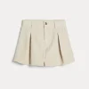 Pantaloni & Gonne-Brunello Cucinelli Shorts Pleated in velluto a coste di cotone comfort con monile Latte (C8680)