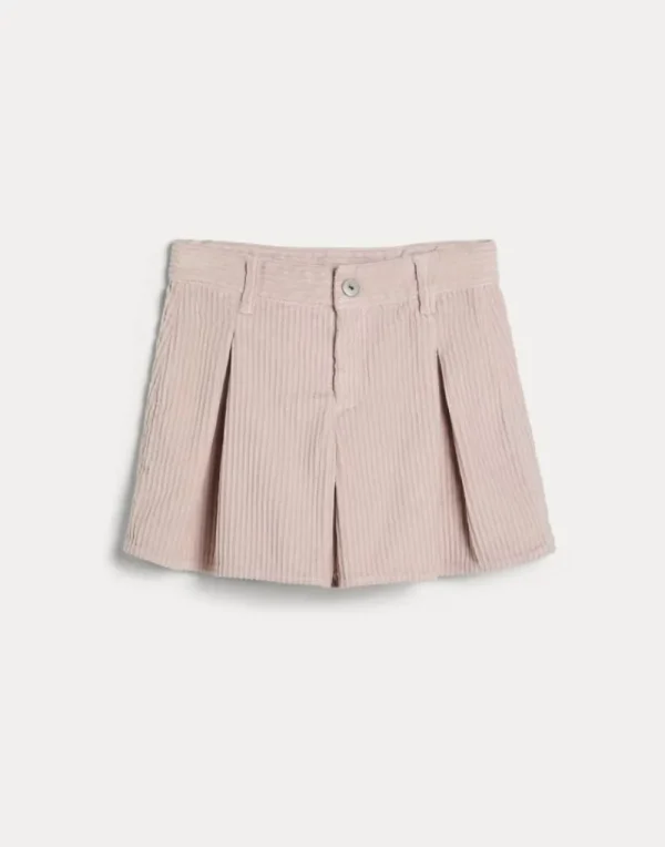 Pantaloni & Gonne-Brunello Cucinelli Shorts Pleated in velluto a coste di cotone comfort con monile Rosa (C1796)