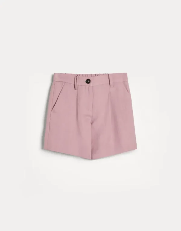 Pantaloni & Gonne-Brunello Cucinelli Shorts Sartorial in twill Fluid di viscosa e lino con monile Rosa (C8633)