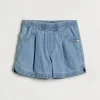 Pantaloni & Gonne-Brunello Cucinelli Shorts Track in denim leggero con monile Denim Chiaro (C9026)