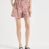 Pantaloni-Brunello Cucinelli Shorts Track in popeline Ethnic Print di cotone e seta Rosso (C004)