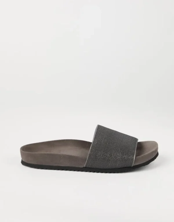 Sandali-Brunello Cucinelli Slides Precious in camoscio Taupe (CG546)