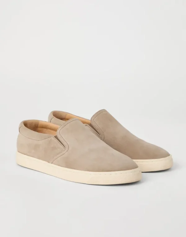 Mocassini-Brunello Cucinelli Slip-on in camoscio lavato Beige Chiaro (C6761)