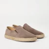 Mocassini-Brunello Cucinelli Slip-on in camoscio lavato con inserto in corda Taupe (CDH26)