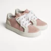 Scarpe-Brunello Cucinelli Sneakers in camoscio e maglia di cotone con monile Rosa (C7911)