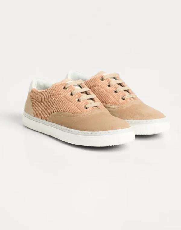 Scarpe-Brunello Cucinelli Sneakers in camoscio e velluto a coste Beige (CMX38)