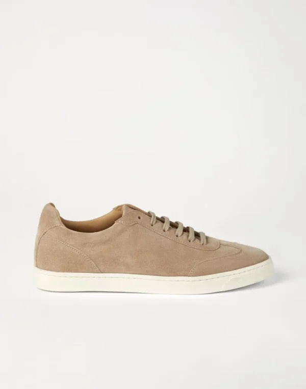 Sneakers-Brunello Cucinelli Sneakers in camoscio lavato con suola in lattice Nocciola (C8051)