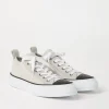 Sneakers-Brunello Cucinelli Sneakers in maglia di cotone e camoscio con Precious Toe Bianco (C9588)