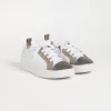 Scarpe-Brunello Cucinelli Sneakers in maglia e camoscio con monile Off-White (C001)