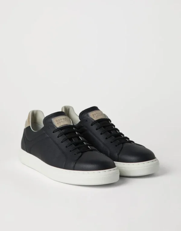 Sneakers-Brunello Cucinelli Sneakers in vitello con grana Nero (CIM31)