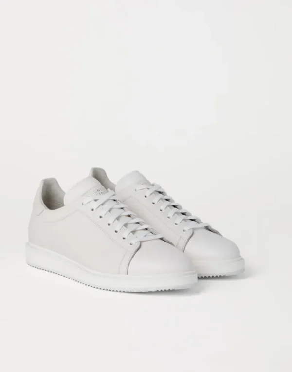 Sneakers-Brunello Cucinelli Sneakers in vitello con grana Bianco (C6280)