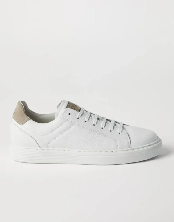 Sneakers-Brunello Cucinelli Sneakers in vitello con grana Bianco (CE280)