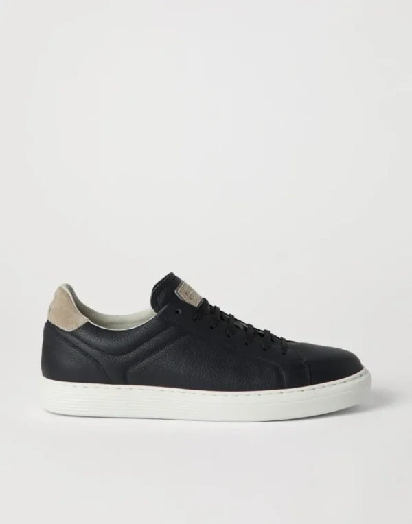 Sneakers-Brunello Cucinelli Sneakers in vitello con grana Nero (CIM31)