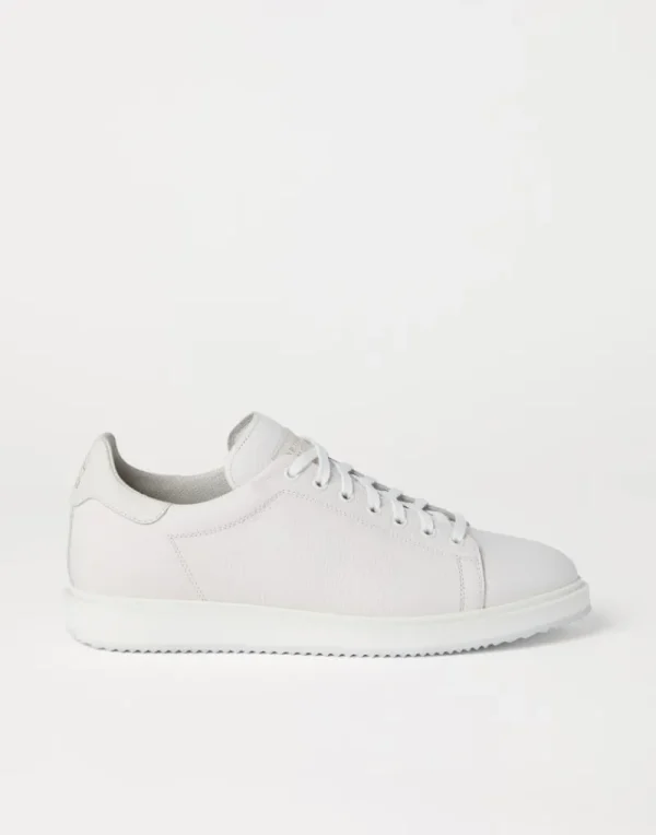 Sneakers-Brunello Cucinelli Sneakers in vitello con grana Bianco (C6280)