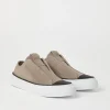 Sneakers-Brunello Cucinelli Sneakers slip-on in camoscio con Precious Toe Grigio Chiaro (C5859)