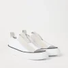 Sneakers-Brunello Cucinelli Sneakers slip-on in maglia e camoscio con Precious Toe Bianco (C001)