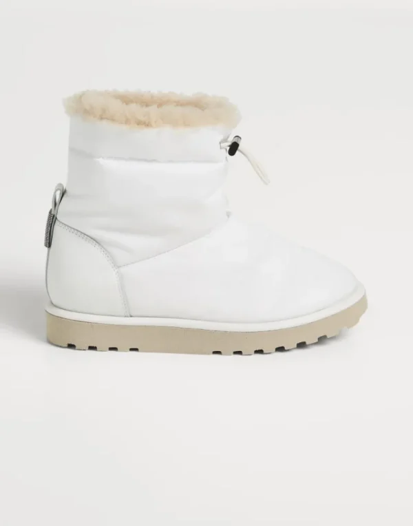 Scarpe-Brunello Cucinelli Stivali Mountain in nylon trapuntato con fodera in shearling Bianco (C001)