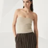 T-shirt & Top-Brunello Cucinelli Top bandeau in jersey di cotone stretch Beige (C8539)