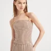 T-shirt & Top-Brunello Cucinelli Top bandeau in lino con Dazzling Stripe Embroidery Beige (C200)