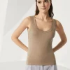 T-shirt & Top-Brunello Cucinelli Top in jersey a costine di cotone stretch con monile Noce (C9447)