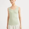 T-shirt & Top-Brunello Cucinelli Top in jersey a costine di cotone comfort con monile Menta (C9738)