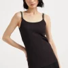 T-shirt & Top-Brunello Cucinelli Top in jersey a costine di cotone stretch con Precious Straps Nero (C101)