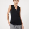 T-shirt & Top-Brunello Cucinelli Top in jersey a costine di cotone stretch con Precious Insert Nero (C101)