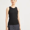 T-shirt & Top-Brunello Cucinelli Top in jersey a costine di cotone stretch con monile Nero (C101)