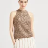 T-shirt & Top | Event Dressing-Brunello Cucinelli Top in jersey di cotone stretch con Dazzling Net Embroidery Noce (C9447)