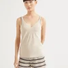 T-shirt & Top-Brunello Cucinelli Top in jersey di cotone stretch con Shiny Straps Sabbia (C8539)