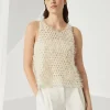 Event Dressing | Maglieria-Brunello Cucinelli Top in maglia Dazzling Mosaic Embroidery di cotone Panama (C9437)