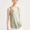 T-shirt & Top-Brunello Cucinelli Top reversibile in raso di seta stretch Verde (C3066)