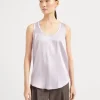 T-shirt & Top-Brunello Cucinelli Top reversibile in raso di seta stretch Lilla (C9101)