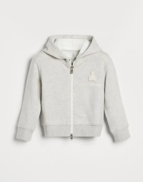 Ready To Wear (2-6 Anni)-Brunello Cucinelli Topwear in felpa di cashmere con cappuccio e zip Nebbia (C005)