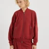 Travelwear-Brunello Cucinelli Topwear in felpa Smooth di cotone con monile Rosso (C021)