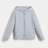 Travelwear-Brunello Cucinelli Topwear in felpa Smooth di cotone con cappuccio, zip e monile Grigio (C9300)